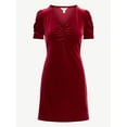 thumbnail image 5 of Time and Tru Women's Velvet Mini Dress with Puff Sleeves, Sizes XS-XXXL, 5 of 5