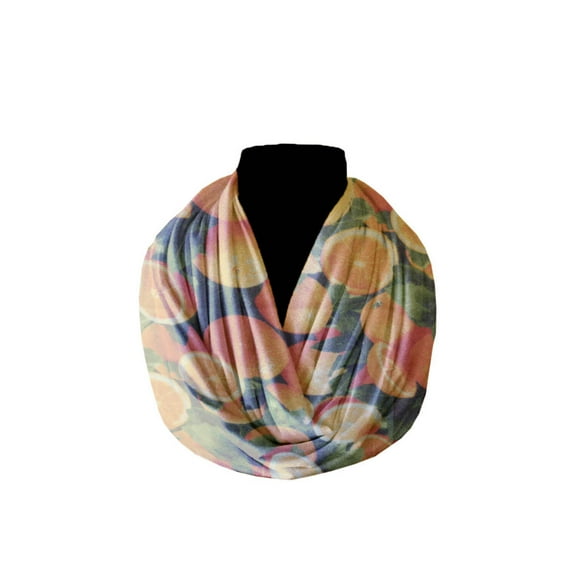 Cotton Blend Infinity Scarf Orange Slices Print