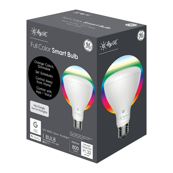 GE CYNC Smart LED Indoor BR30 Floodlight Bulb, Full Color, 180 Degree Beam Spread