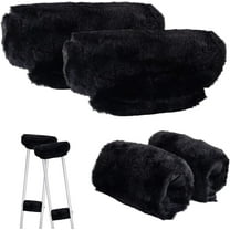 AMQTSLM 4Pcs Fluffy Crutches Padding, Universal Crutch Pads for Armpits and Hand Grips, Machine Washable Crutch Cushions, Comfort Fit for Adults, Black
