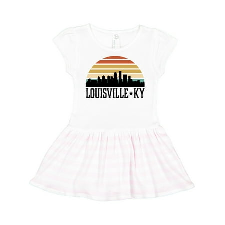 

Inktastic Louisville Kentucky Skyline Retro Sunset Gift Toddler Girl Dress