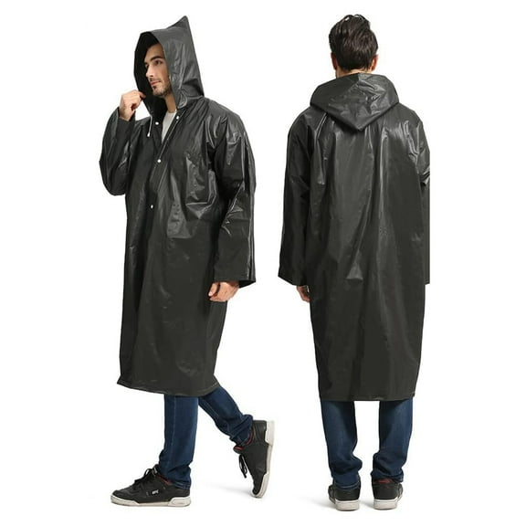 Durable Reusable EVA Raincoat, Portable Waterproof Rain Cape with Hood and Elastic Sleeves, Easy Snap Fasteners for Quick Wear, Ideal for Camping, Hiking, Travel, and Outdoor Activities