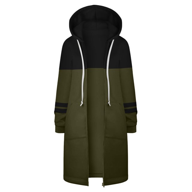 Puntoco Chaqueta de Mujer Moda Mujer Bolsillos Solapa versátil Manga Larga con Capucha Ropa Informal Chaquetas Vendaje Abrigo con Cremallera Liquidación de Navidad Puntoco Puntoco-1410