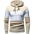 thumbnail image 2 of Momasggi Men's Color Block Hoodie Fall Long Sleeve Pullover Tops Casual Drawstring Hooded Sweatshirts Outdoor Hiking Tactical Hoodies with Pockets Beige M, 2 of 3