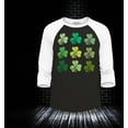 thumbnail image 2 of Shop4Ever Men's Shamrock Green Clovers St. Patrick's Day Raglan Baseball Shirt Large Black/White, 2 of 4
