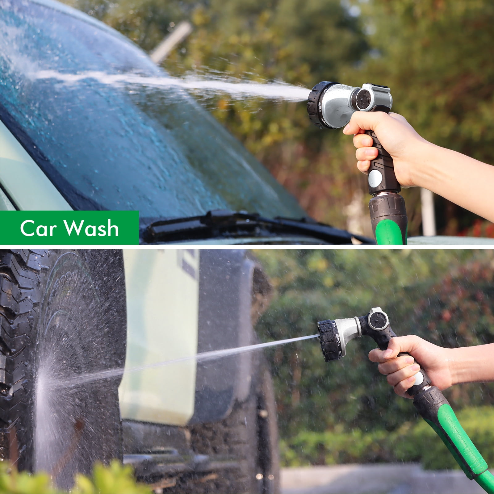 Restmo Ergonomic Heavy-Duty Garden Hose Nozzle, Soft TPU Rubber, 7 Watering Patterns, Thumb Control, High Pressure Sprayer