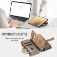 thumbnail image 5 of ShellTech For Samsung Galaxy Z Fold 7 PU Leather Wallet Case with Card Holder Kickstand Magnetic Zipper Pocket Lanyard Strap Wristlet,Leather Flip Case Shockproof Protective Cover,Brown, 5 of 8