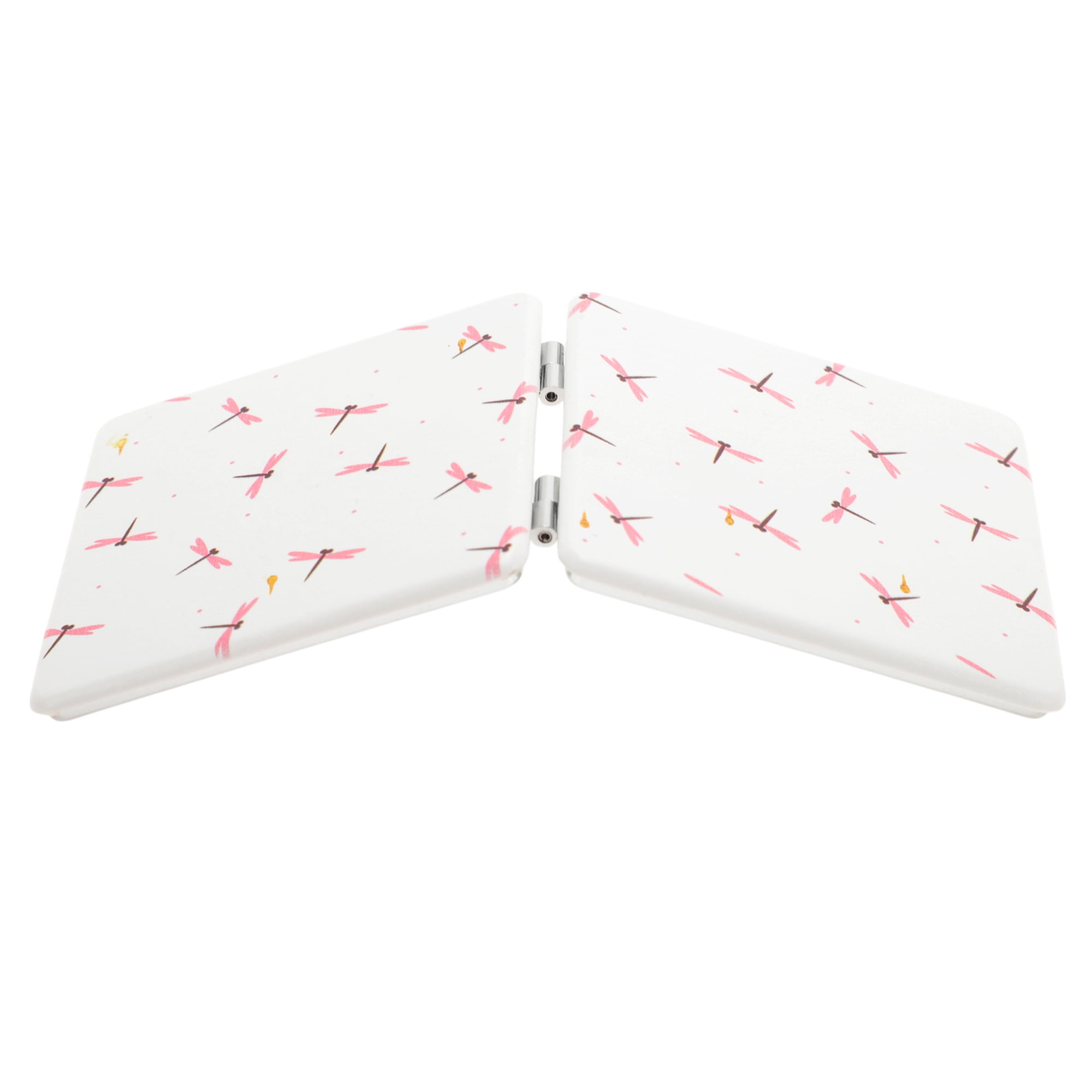 Unique Bargains Folding Makeup Mirror for Personal Grooming Pink White 2.8"x 2.64"x 0.39"