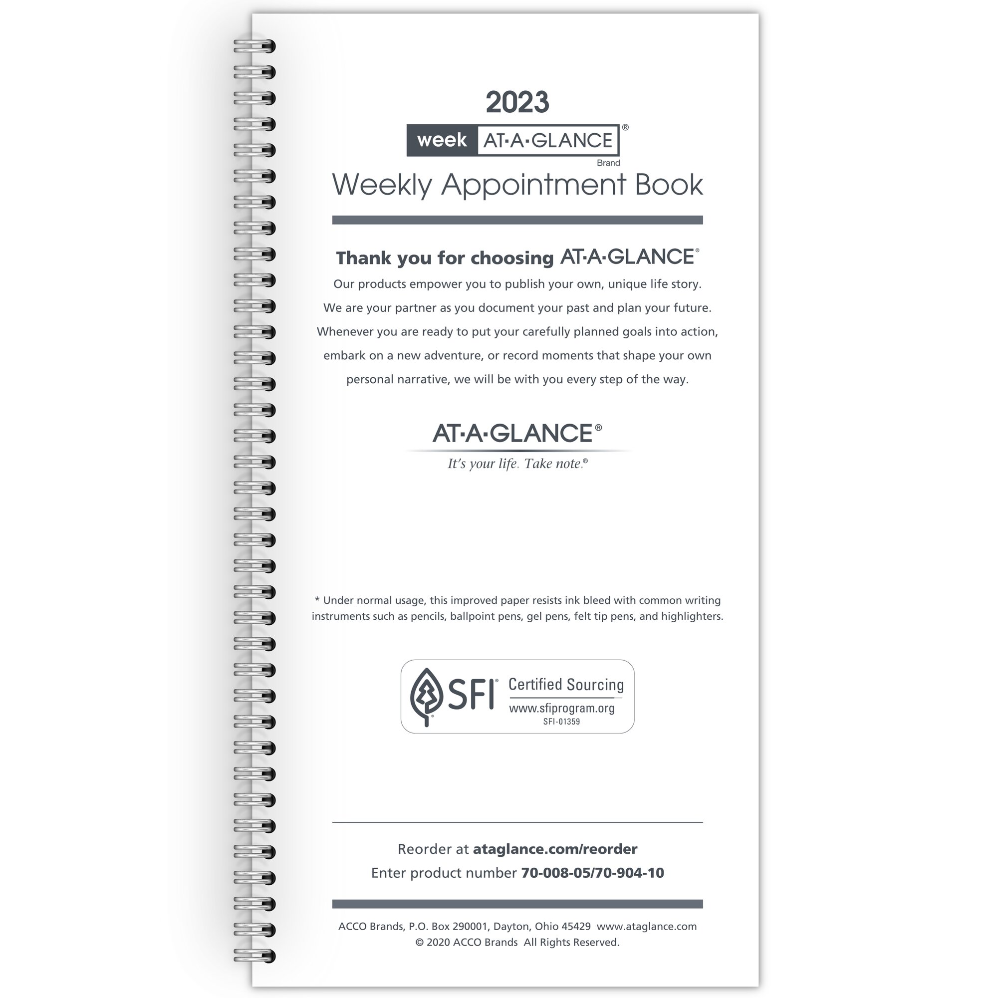 ATAGLANCE 2023 Weekly Appointment Book Planner Refill for 70008