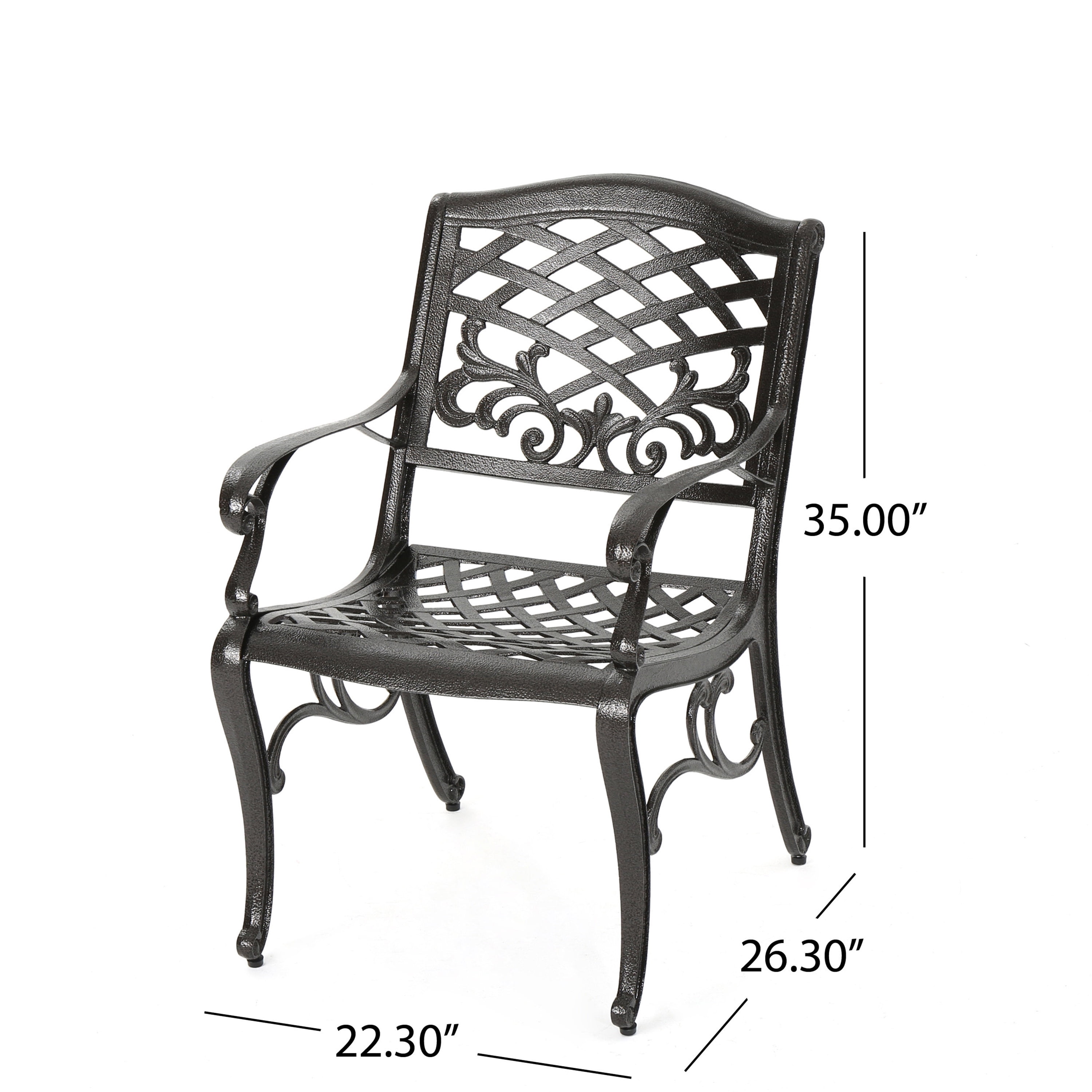 Outdoor Cast Aluminum Dining Chair Set of 2, Stable Household Seats for Patio Garden, Bronze