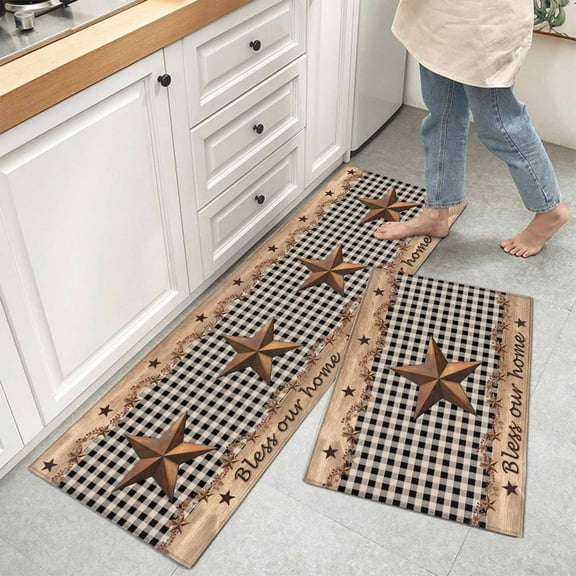 2 Pieces Non-Slip Kitchen Mat Set Soft Door Mat with Rubber Backing,Dirtproof Rugs for Entrance Doorway 23.6x35.4in 23.6x70.9in
