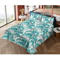 thumbnail image 4 of Ambesonne Exotics Fitted & Flat Sheet with Sham 3 Pcs Set, Dreamy Wild Flowers Jungle, Twin XL, Dark Seafoam and Champagne, 4 of 5