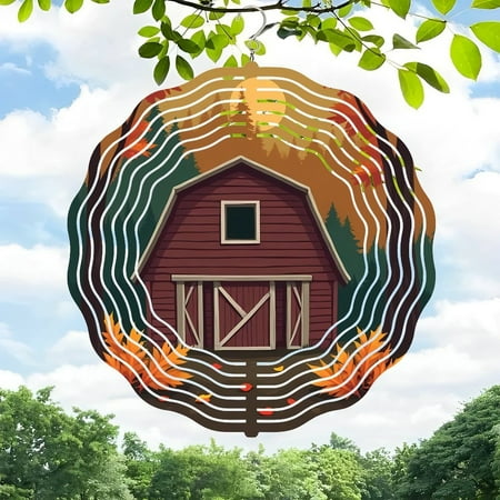 Beautiful Metal Hanging Wind Spinner with Concentric Circle Design – Perfect for Yard and Garden Decor Autumn-Inspired Barn Scene Beautiful Metal Hanging Wind Spinner with Concentric Circle Design – Perfect for Yard and Garden Decor Autumn-Inspired Barn Scene