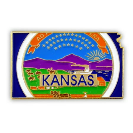 PinMart's State Shape of Kansas and Kansas Flag Lapel Pin