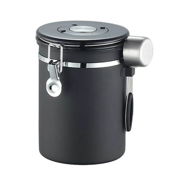 Coffee Canister for Ground Coffee, Coffee Bean Containers, Coffee Storage Airtight Canister with Scoop, Black, 1800 ml Food Storage Tank-1.8L