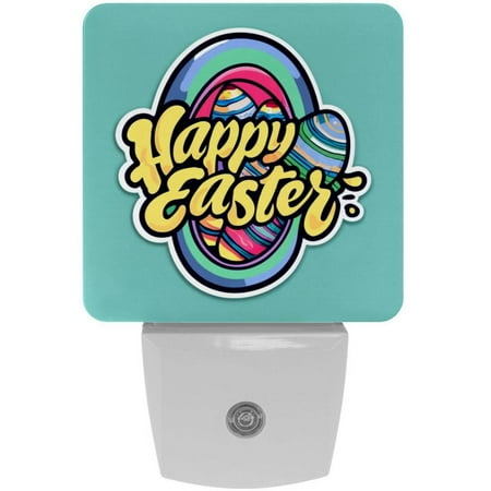 

Easter LED Square Night Light - Energy Efficient Plug-in Nightlight with Auto Sensor for Bedroom Bathroom and Hallway - Soft Glow Illumination - White Pack of 2