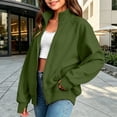 thumbnail image 7 of Mitankcoo Girls Full‑Zip Jacket Stand Collar Raglan Sleeve Sweatshirt Coat with Thumb Holes & Pockets Casual Loose Outerwear, 7 of 7