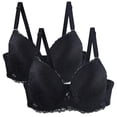 thumbnail image 2 of Gymayou 2 Pack Women Sexy Floral Lace Underwire Bra Full Coverage Underarm Smoothing Everyday Lingerie Bras Black 100C, 2 of 8