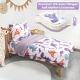 thumbnail image 3 of Beavtaens 4 Piece Toddler Bedding Set, Breathable and Soft Baby Sheet Set, Includes Quilted Comforter, Flat Sheet, Fitted Sheet and Pillowcase for Girls (Purple Dinosaur), 3 of 8