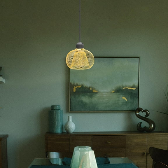 Supvox Retro Industrial Table Lamp with Golden Iron Lampshade, Warm Ambient Light for Home Decor and Office