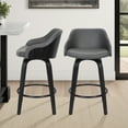thumbnail image 5 of Alec 30" Bar Height Swivel Gray Faux Leather and Black Wood Bar Stool, 5 of 8