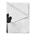 thumbnail image 2 of Cat and Mouse Soft Flannel Fleece Throw Blanket, Pattern of Silhouette of a Cat with a Mouse Sitting on Long Tail, Cozy Plush for Indoor and Outdoor Use, 50" x 60", Dark Grey and White, by Ambesonne, 2 of 5