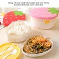 thumbnail image 6 of HBBKVI Bento Box Cute Strawberry Shape Lunch Box with Fork Spoon 2 Layer Food Grade Large Capacity Food Fruit Storage Bento Box 33.8oz Leak-Proof Bento Box, 6 of 6