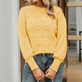 thumbnail image 2 of Chandail Col Rond Automne pour Femmes Mignon Manches Longues Bouffantes Tricot Épais avec Pompon, 2 of 6