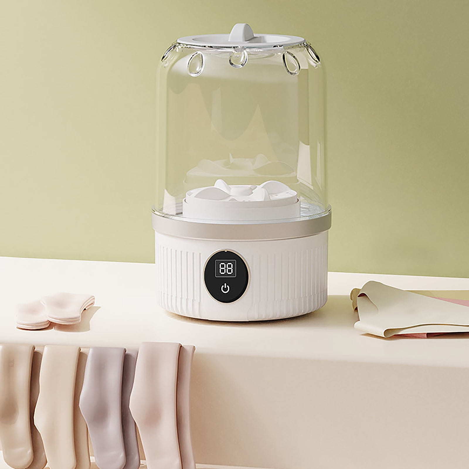 Musatteng Cordless Mini Washer for Delicates - 3000mAh Rechargeable Portable Laundry System for Travel, Camping & Dorms