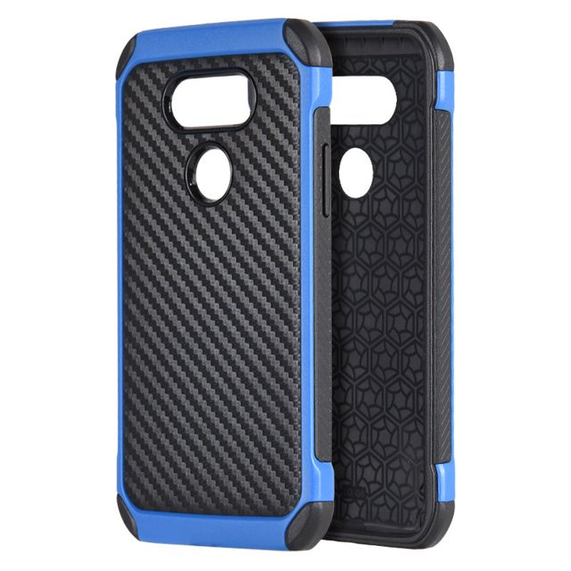 LG G5 TOUGH HYBRID CASE BLACK + BLUE PC WITH CARBON FIBER FINISH LUXMO No