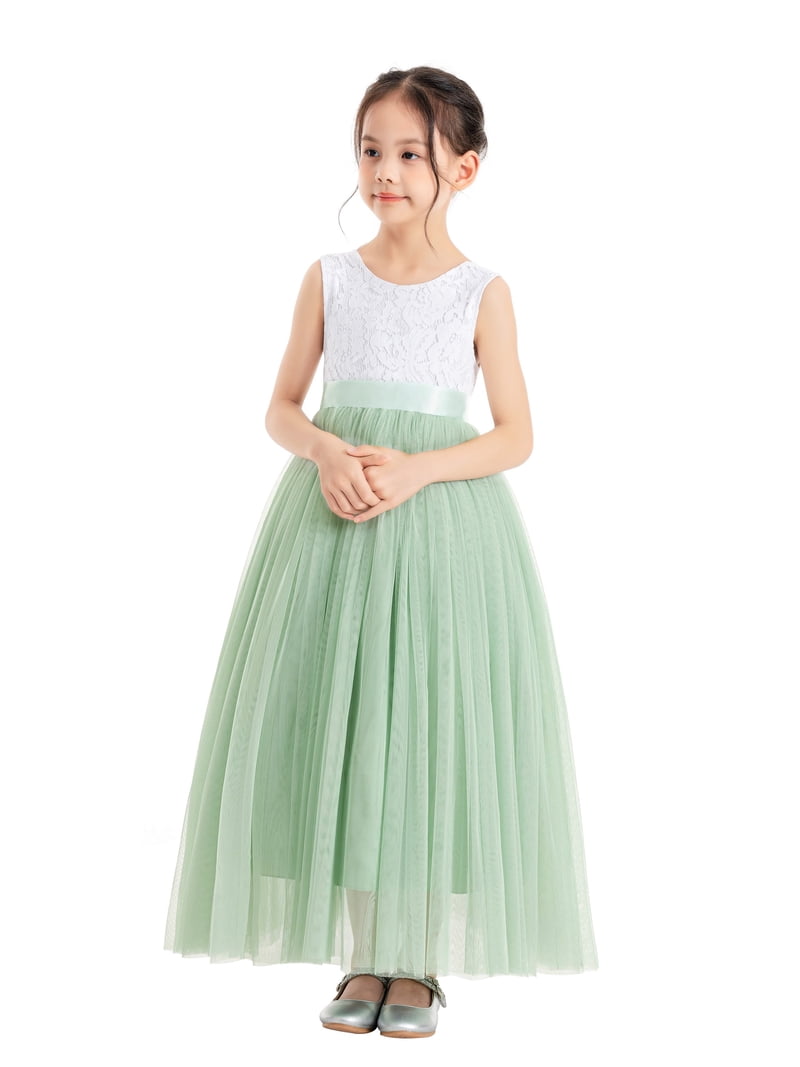 Ekidsbridal Scalloped V-Back Lace A-Line Formal Flower Girl Dress Wedding Mini Bridal Gown 207R 6 - Walmart.com Ekidsbridal Scalloped V-Back Lace A-Line Formal Flower Girl Dress Wedding Mini Bridal Gown 207R 6 - Walmart.com