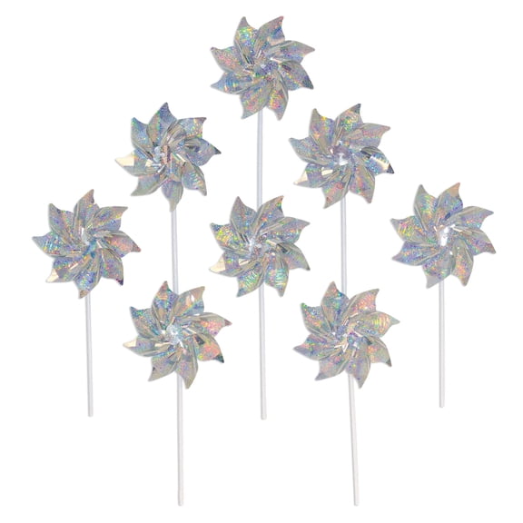 In the Breeze 2783 — Sparkle Pinwheel (Set of 8) — 8-inch Mylar Wind Spinners for Parties, Gardens, Flower Pots