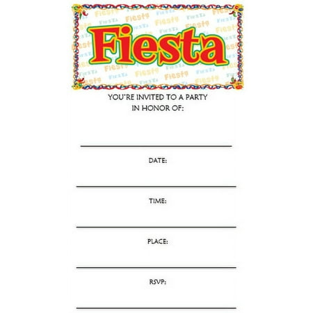 12pack Fiesta Invitation Cards with Envelopes