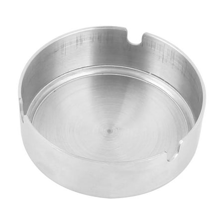 Round Ashtray - Home Office Stainless Steel Round Smoke Ashtray Holder Case