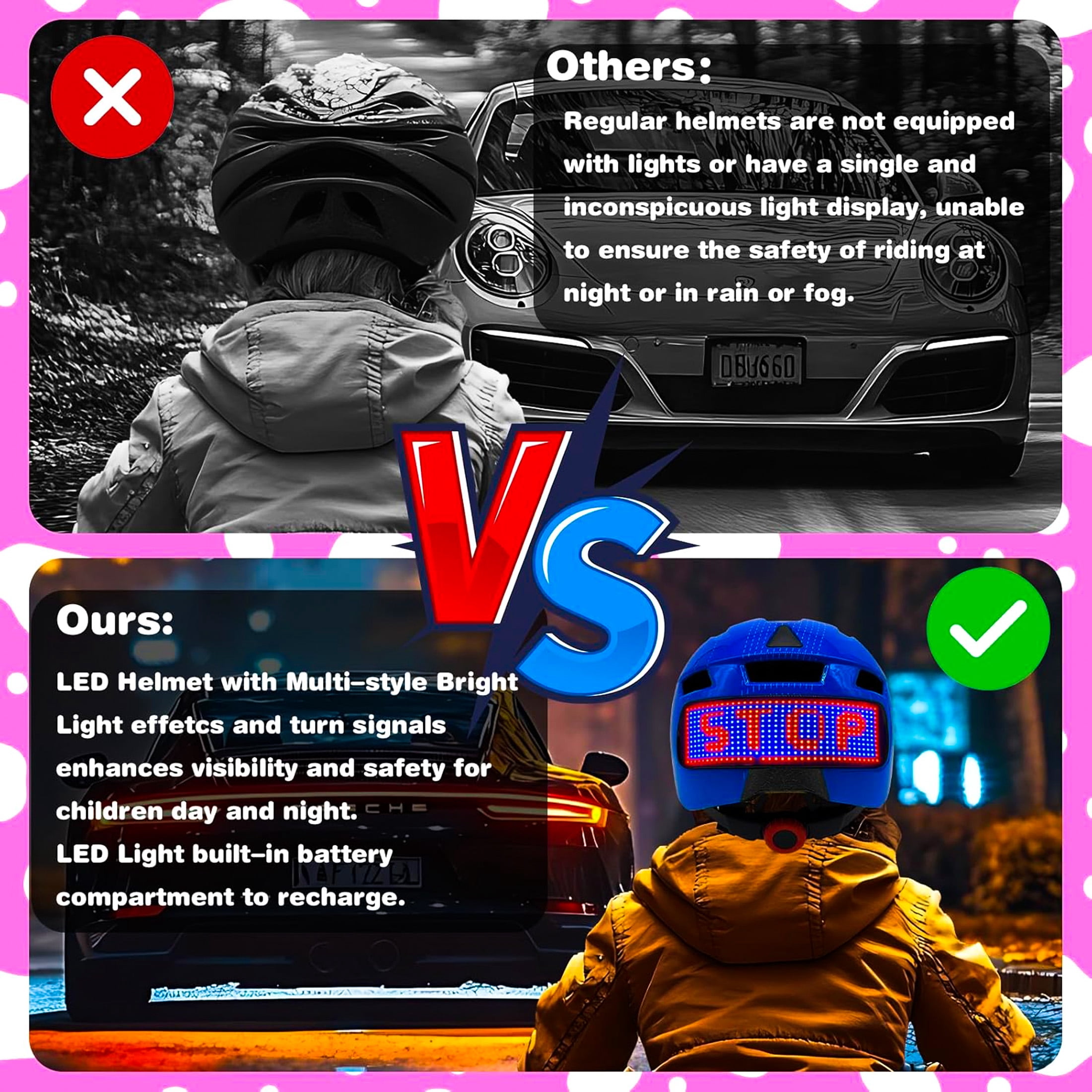 Kids Bike Helmet with LED Display & Remote Control, 64 Light Patterns, Turn & Stop Signals, Multi-Sport Helmet for Toddler & Youth Ages 3-14, Safe for Boys Girls Bicycle Scooter Mountain Bike