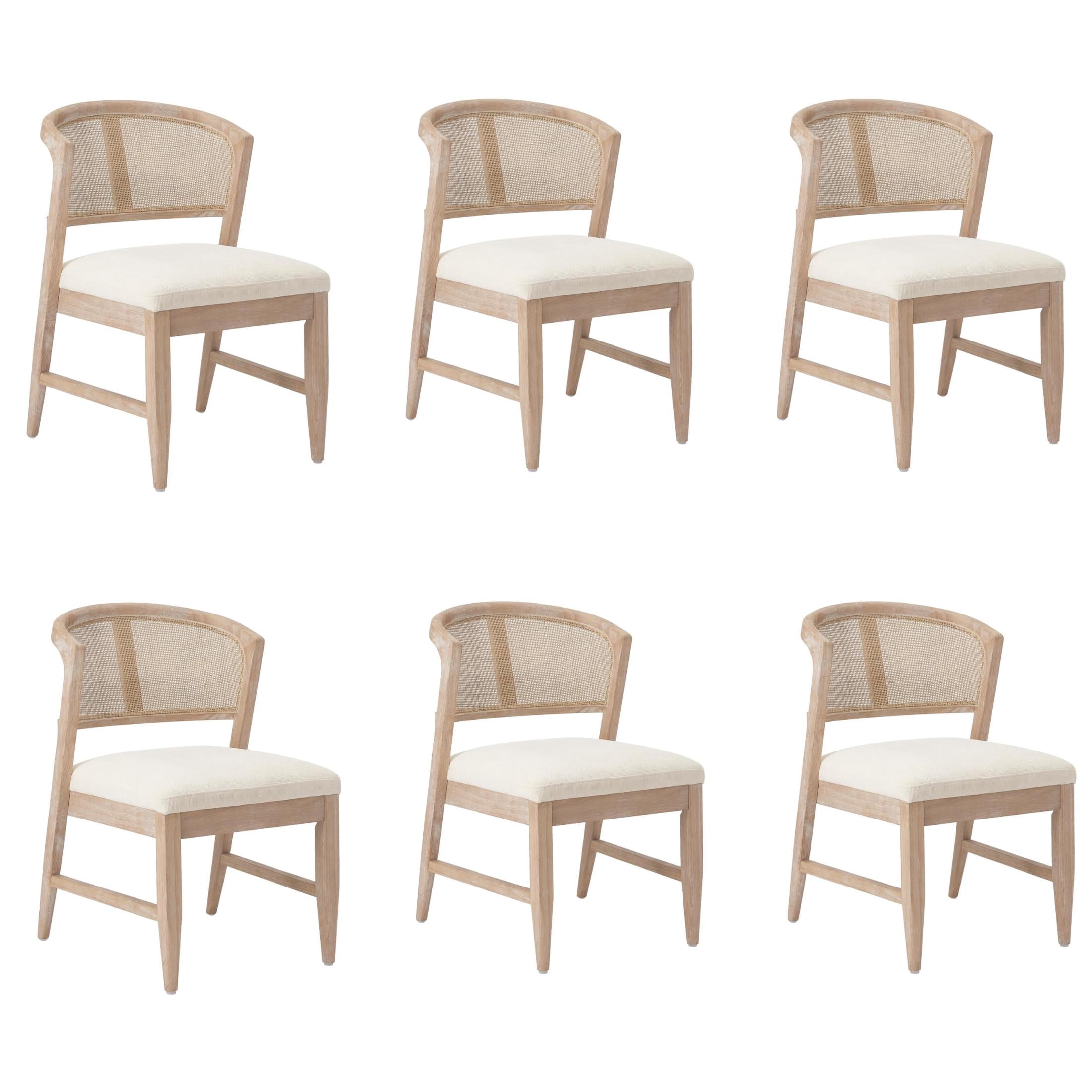 Christopher Knight Home Modern Armless Dining Chairs with Cane Back, Wood Frame, Natural, Set of 6