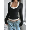 thumbnail image 4 of Women'S Long Sleeve Henley T Shirts Button Ribbed Knit Slim Fit Casual Basic Tops Blouse, 4 of 7