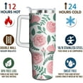 thumbnail image 4 of 40oz Tumbler with Handle and Straw, Stainless Steel Insulated Travel Mug, Leak Proof Lid Straw Cover, Reusable Cold Hot Drinkware for Adults, Dishwasher Safe Coffee Cup, Leopard Print, 4 of 6