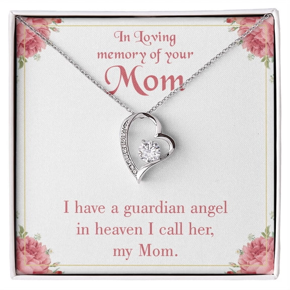 To Mom Remembrance Message Guardian Angel Mom Forever Necklace w Message Card
