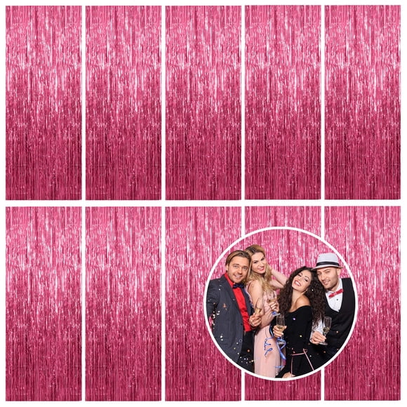 Cortina de lámina metálica rosa Backdrop K.E.J., paquete de 10 unidades, 100 x 200 cm