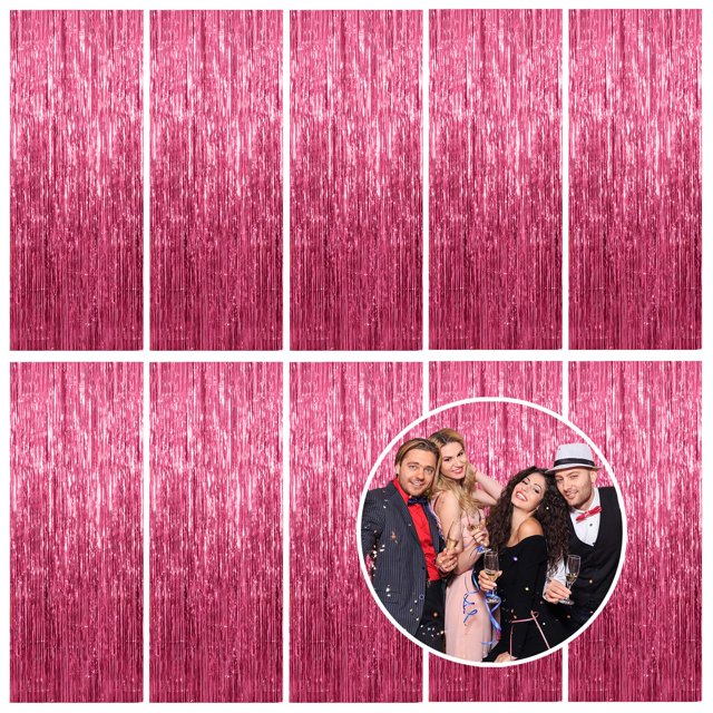 Cortina de lámina metálica rosa Backdrop K.E.J., paquete de 10 unidades, 100 x 200 cm
