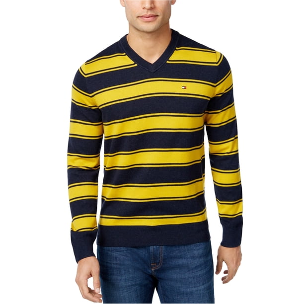 Tommy Hilfiger suéter a rayas para hombre, amarillo, grande