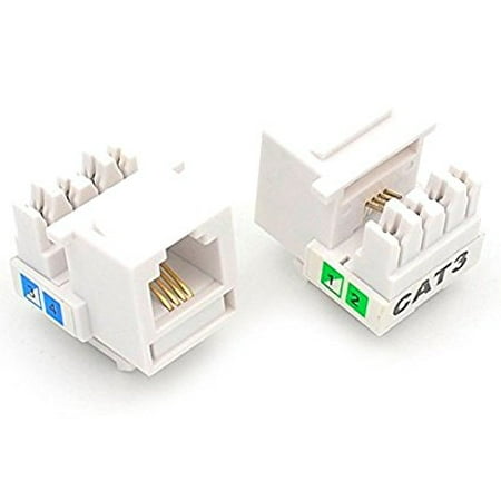 Keystone Phone - 10 Pcs CAT3 RJ11 6P4C Phone Telephone Keystone Jack 110 H-Modular White CAT 3