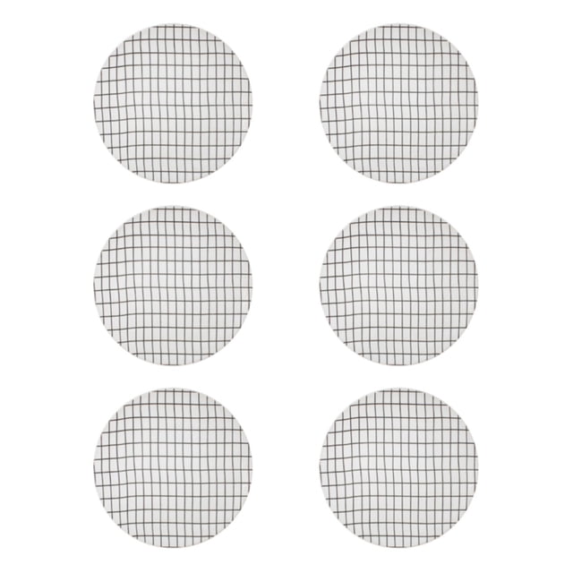 Juego 6 Platos Galerias El Triunfo De Porcelana Diseño Cuadros Blanco