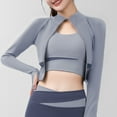thumbnail image 6 of IROINNID Women's Zip Up Jacket Long Sleeve Solid Color Round Neckline Outwear, Comfy Wear Color Matching Long Speed Dry Tight Slimming Sports Fitness Running Yoga Jacket, 6 of 7