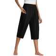 thumbnail image 2 of Stephy Women's Cotton and Linen Cropped Pants for Women In Summer Loose Large Size Linen Elastic Waist Small Feet Harem Pants Versatile Casual Pants Casual Cropped Pants, Black, L, 2 of 6
