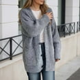 thumbnail image 2 of CUZIBR Womens Coats Sweater Long Cardigan Soft V-Neck Long Sleeve Button Down Wool Coat Jacket Open Front Oversized Knitted Sweater Fall Fashion Outfit,Grey,M, 2 of 4