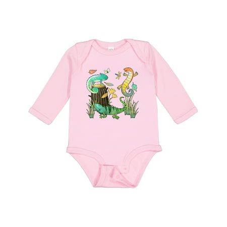 

Inktastic Cute Lizards Hanging out Gift Baby Boy or Baby Girl Long Sleeve Bodysuit