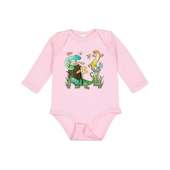 Inktastic Cute Lizards Hanging out Boys or Girls Long Sleeve Baby Bodysuit