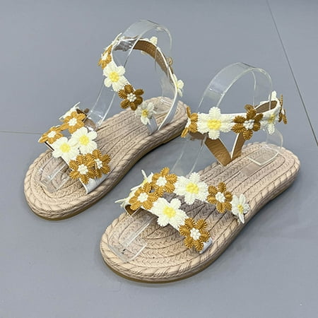 

Fanxing Fashion Deals 15 Under Women s Sandals Crystal Jeweled Ankle Stra Sandals Dressy 2023 Casual Summer Glitter Thong Sandal Shoes Yellow 7